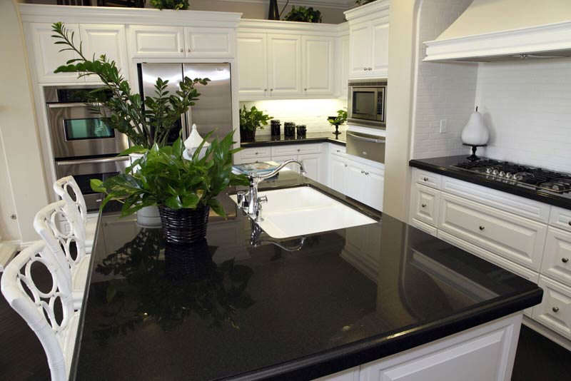 Granite Countertops Black White Cabinets Bloomington Indiana Surfaces