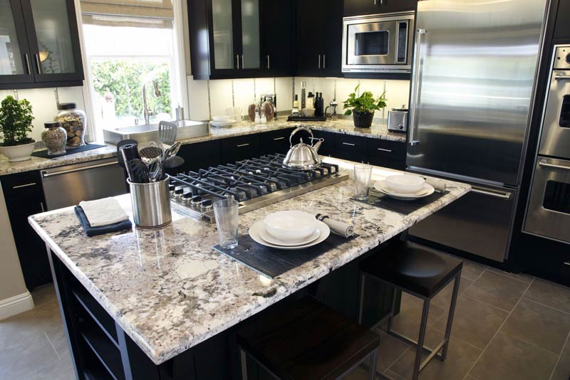 Granite Countertops White Black Cabinets Bloomington Indiana Surfaces